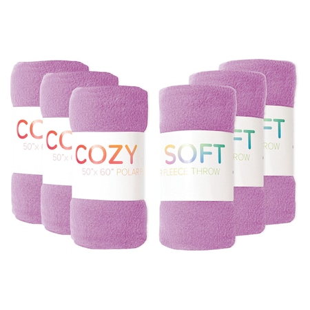 Monarch Brands Polar Fleece Throw, 50in x 60in , Purple, 12PK FLC-PLR-5060-PU-CS